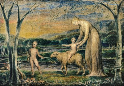 Our Lady with the Infant Jesus Riding on a Lamb with St John, 1800 by William Blake